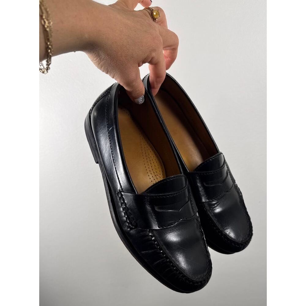 Cole Haan Classic Preppy Blokecore Black Leather Penny Loafers, Size 7.5/8 Wide